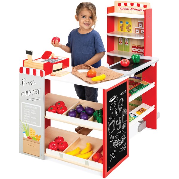 Best Choice Products Pretend Play Grocery Store Wooden Supermarket Toy