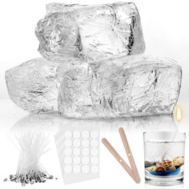 HyqehrtYazc 4.4 lb Gel Wax for Candle Making Clear Gel Candle Wax Jelly Candle Wax High Density Gel Candle Wax 50 Pcs Candle Wick and 60 Pcs Candle Wick Stickers Candle Supplies for Candle Making