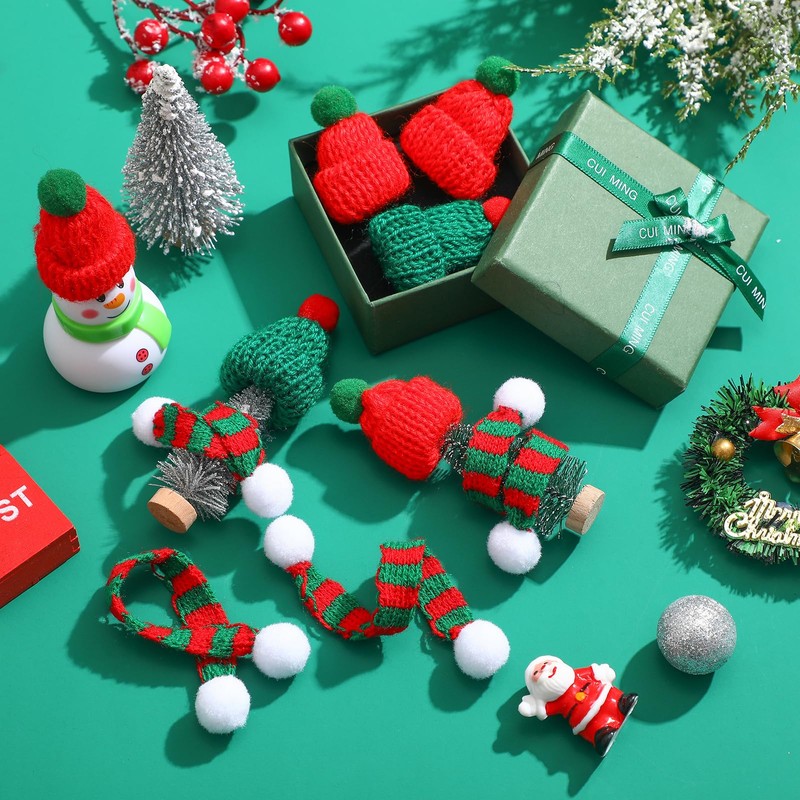 Chalyna 30 Pcs Mini Hat for Craft Knit Small Snowman