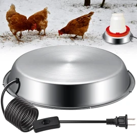 12 Inch Chicken Water Heater Base, 5 Gallons Poultry Drinker Heater Base with Thermostat and Power Cord, Automatic Electric Poultry Winter Deicer Heated Base for Plastic/Metal Chicken Waterer