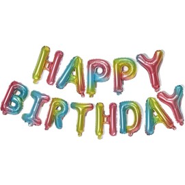 Lumjoy Rainbow Happy Birthday Balloons Banner,16 Inch Mylar Foil Letters Sign,Reusable Balloons for Women, Men, Boys & Girls Birthday Decorations Party Supplies