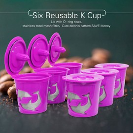 BRBHOM 6 Reusable Refillable Capsules Coffee Filter Pod For Keurig 2.0, K200, K250, K300, K350, K400, K450, K460, K500, K550, K560 and 1.0 Brewers