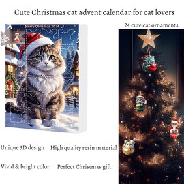 Cat Advent Calendar - 24 Days of Christmas Advent Calendar for Cat Lovers - Cute Kitten Holiday Decor Ornaments