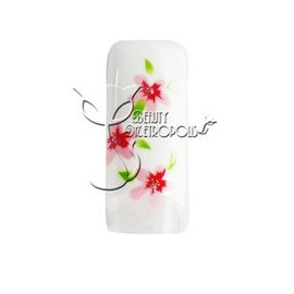 Pink Floral Pre-designed Acrylic/UV Gel Artificial/False French Nail Tips (70 pcs.)