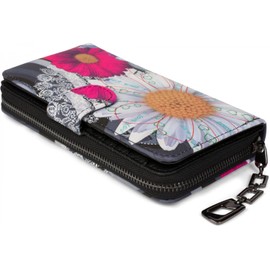 styleBREAKER Ladies Wallet with Colourful Floral Mandala Pattern, Ethno Style, Zip, Purse 02040040, Colour:Black-White-Pink