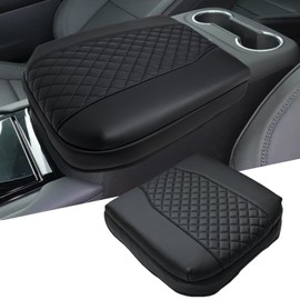 FQMY Center Console Armrest Cover Compatible with Chevy Silverado & GMC Sierra 2019-2025, Yukon & Tahoe & Suburban 2021-2025, for Console Bucket Seat Only, Middle Console Cover, Anti-Scratch,Black