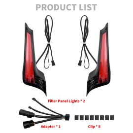 HDBUBALUS Black LED Filler Panel Lights Red Lens Fit For Harley Street Glide 2014 - 2023