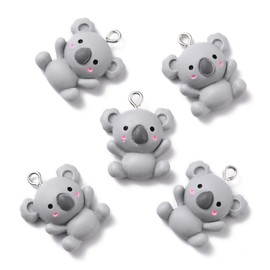 KitBeads 30pcs Resin Koala Charms Grey Flatback Cartoon Animal Charms Cute Zoo Koala Bear Charms for Jewelry Making Earrings Bulk