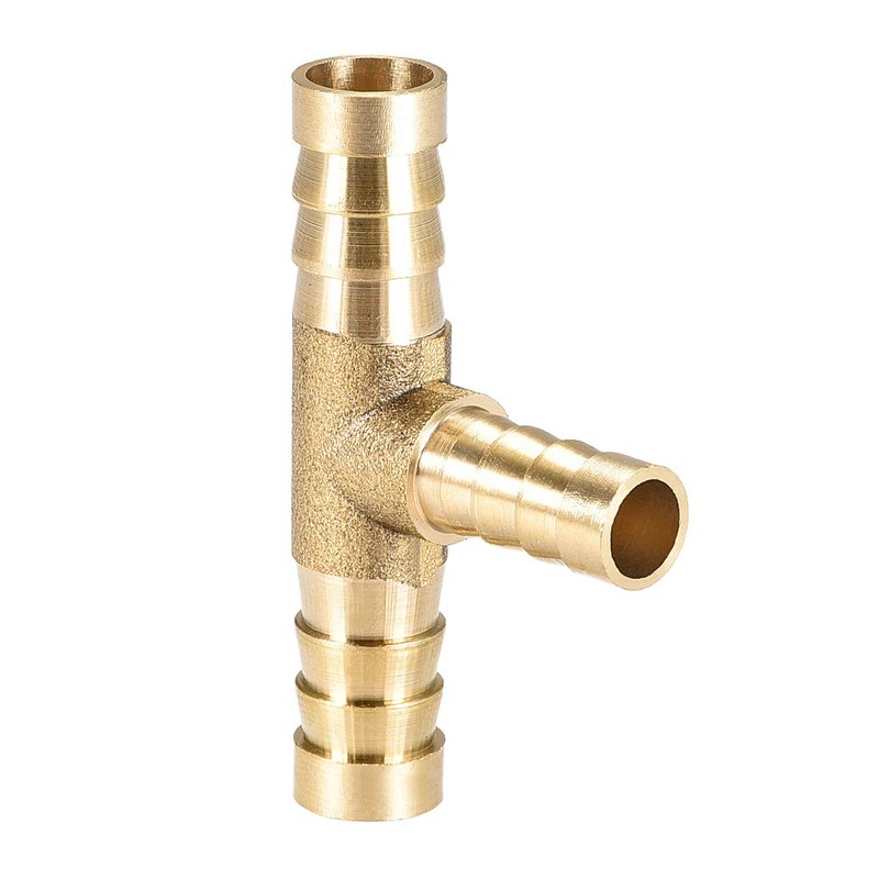 sourcing map Tee Brass Barb Fitting Reducer 3 Way, Fit
