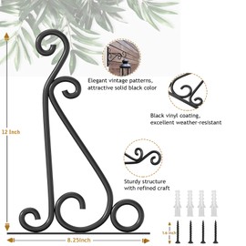 Fashion&cool Wall Hanging Plant Brackets, 12 Inch Heavy Duty Retro Outdoor Indoor Hand Forged Cast Iron Bracket Hummingbird Plant Hanger Hook for Hanging Plants Bird Feeder Lantern Wind Chimes