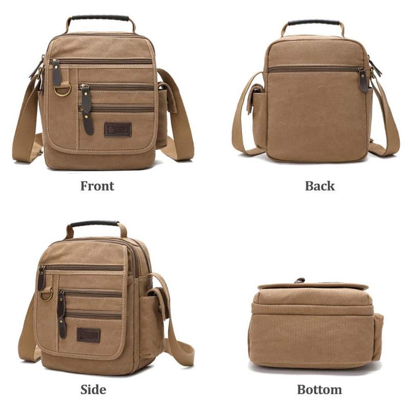 Sunsomen Mens bag Canvas Shoulder Bag Small Messenger Crossbody Work