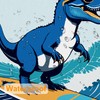 rzzlp Cute Dinosaur Surfing Ocean Shower Curtain,Dino Bathroom Shower Curtains