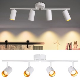 LEONLITE 36W LED Track Lighting Fixtures Ceiling Dimmable, 4 Light Directional Track Fixture Flush Mount, CRI90, 2800lm, Spotlight Ceiling Light Indoor, Aluminum, Anti-Glare, 3000K Warm White, White