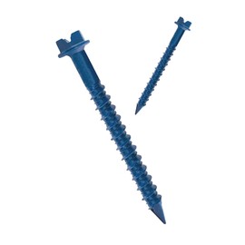 Nuvo Iron 1/4" x 2 1/4",Concrete Hex Head Anchor Slot Screw Blue Ruspert, C/W Drill Bit 100 Pc Box