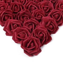 100 pieces Pink Roses Artificial Flowers Pink Foam Roses Heads Bulk Pink Flowers Artificial Roses for Baby Shower Decorations Decorative Fruit - Color: white