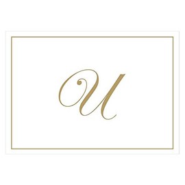 Caspari Gold Embossed Initials Boxed Note Cards in Letter U, 8 Cards & Envelopes