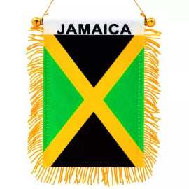 Anley 4" X 6" Jamaica Fringy Window Hanging Flag Mini Flag Fringed Double Sided