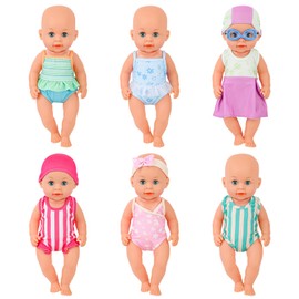 deAO 6 Set Dolls Clothes Outfits for 12 to 14 Inch Baby Dolls Dress-Up Fashion Baby Doll Clothes Accessories for New Born Baby Dolls, Dolls Clothes(Doll not included) (14 inches - Swimming Costume)