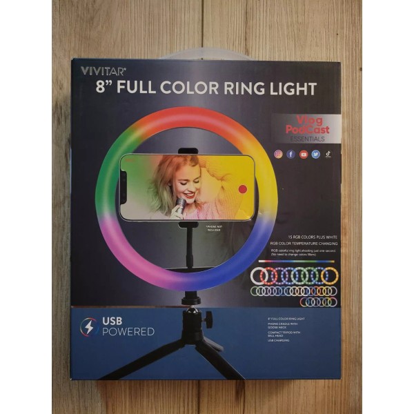 Universal Vivitar Full-Color Ring Light, 8", VIVRLRGB8-NOC