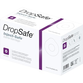 Inject-Safe Barrier Bandage, Adhesive Bandage to Protect Skin & Limit Contact Exposure, Self-Sealing Membrane with Liquid Tight Design to Control Leakage, Diameter of 1.38 in, 100ct Box