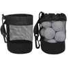 Yeanifeana 2-Pack Black Nylon Mesh Golf Ball Bags with Drawstring