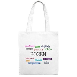 Jutebeutel mit Stadtnamen Bogen - Motiv Positive Eigenschaften - Farbe weiß – Stoffbeutel, Jutesack, Hipster, Beutel