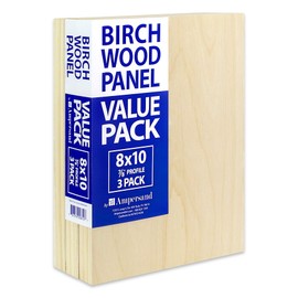 Ampersand Art Supply Birch Wood Painting Panel 8 x 10-inch w/ 7/8" Profile Cradle Value Pack for Painting & Pouring, 8"x10", 3 Boards per Package