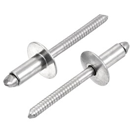 uxcell 50Pcs 1/4"x1/2" 304 Stainless Steel Large Flange Round Head Rivets, Large Cap Open End Blind Rivets for construction, automotive manufacturing, aerospace, shipbuilding (Silver)