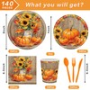 140Pcs Fall Thanksgiving Party Supplies Tableware Set for 20 Guests,