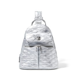 Baggallini Damen Umwandelbarer Neapel wandelbarer Rucksack, Silber-metallische Steppdecke, Einheitsgröße