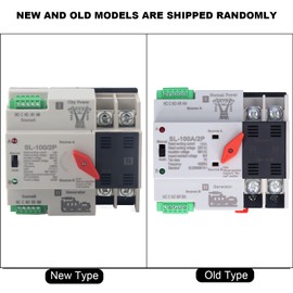 Dual Power Automatic Transfer Switch AC 220V 2P 100A ATS PC Automatic Switch Toggle Switch Emergency Current Switch for Municipal Current, Generator