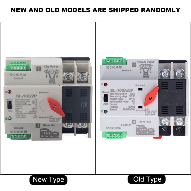 Dual Power Automatic Transfer Switch AC 220V 2P 100A ATS