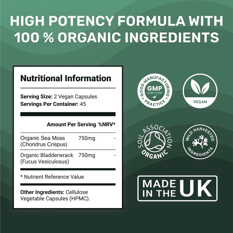 MarineOrganics Organic Sea Moss Capsules - 90 Irish Sea Moss