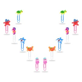 SNCCJ Cute Bookmark, 12 Pcs Unique Lovely Animal Paper Clips Bookmarks for Students Reading Office (Marine Animals)