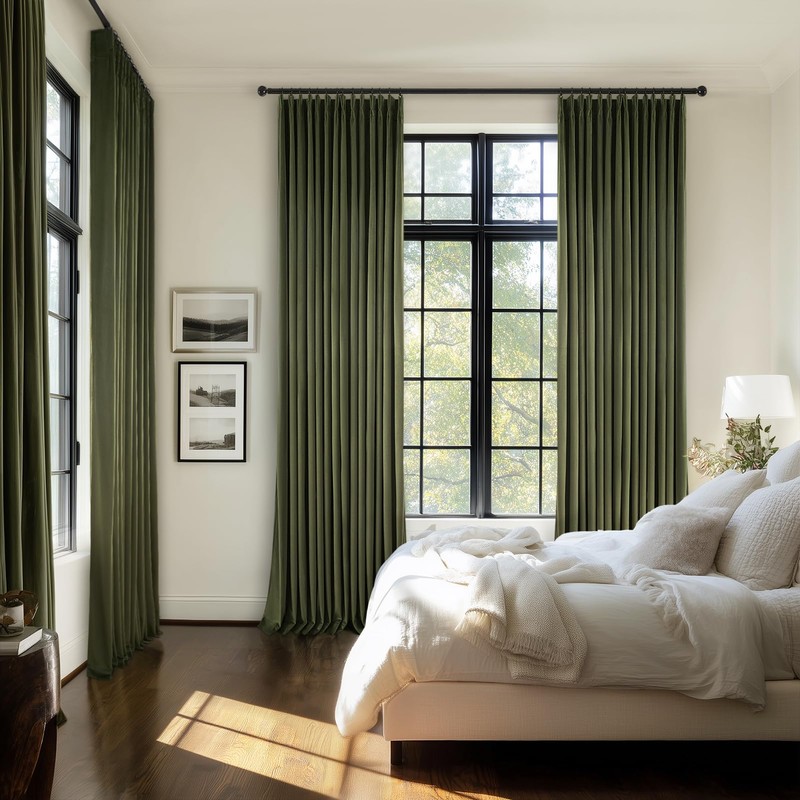 108 inches Long Green Velvet Room Darkrning Curtains for Bedroom