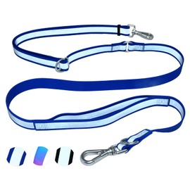 Tiesenci Hands Free Dog Leash Crossbody Heavy Duty 8' 9-in-1 Adjustable Waterproof Waist Leash with Reflective Stripe Traffic Handle for Dog Walking Swimming Running (Large, 30-120 lbs, Dark Blue)