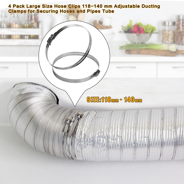 4 Pack Jubilee Clips Large Size 118-140 mm, Jubilee Clips