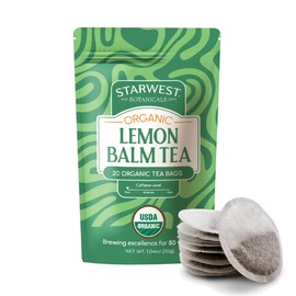 Starwest Botanicals Organic Lemon Balm Leaf Tea - Herbal Tea, Caffeine Free, USDA Organic Lemon Balm Leaf, String Free Sachets, Non GMO - 20 Bags