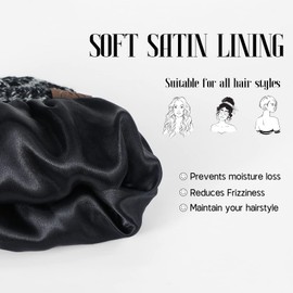 Gorros de invierno con forro de satén para mujer, gorro de invierno con forro de seda para invierno, gorro de punto cálido con puños, Azul marino, Talla única