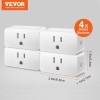 VEVOR 4 Pack Smart Wi-Fi Outlet Plug with Voice Control