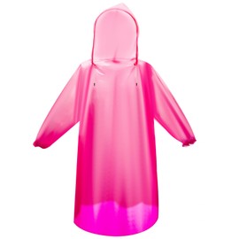 Bruvoalon 6 Pack Disposable Rain Ponchos for Men & Women - Waterproof PE Raincoats with Drawstring, Camping/Hiking/Emergency, Pink