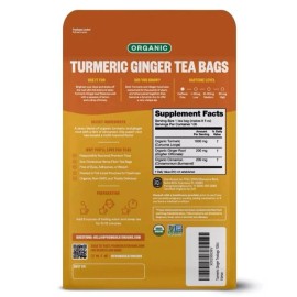 FGO Organic Turmeric Ginger Tea - Eco-Conscious Tea Bags - 100 Count BB:05/27