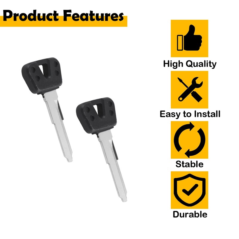 Etersec 4BH-82511-09-00 2-Pack Uncut Motorcycle Ignition Key Blanks Compatible with