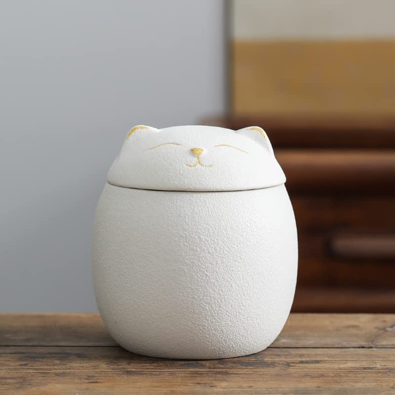 Mozacona Ceramic Jar Embossed Cat Small Candy Dish Sugar Bowl