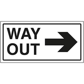 VSafety Way Out Arrow Right Sign - 300x150mm - 2mm Super Strong PETG