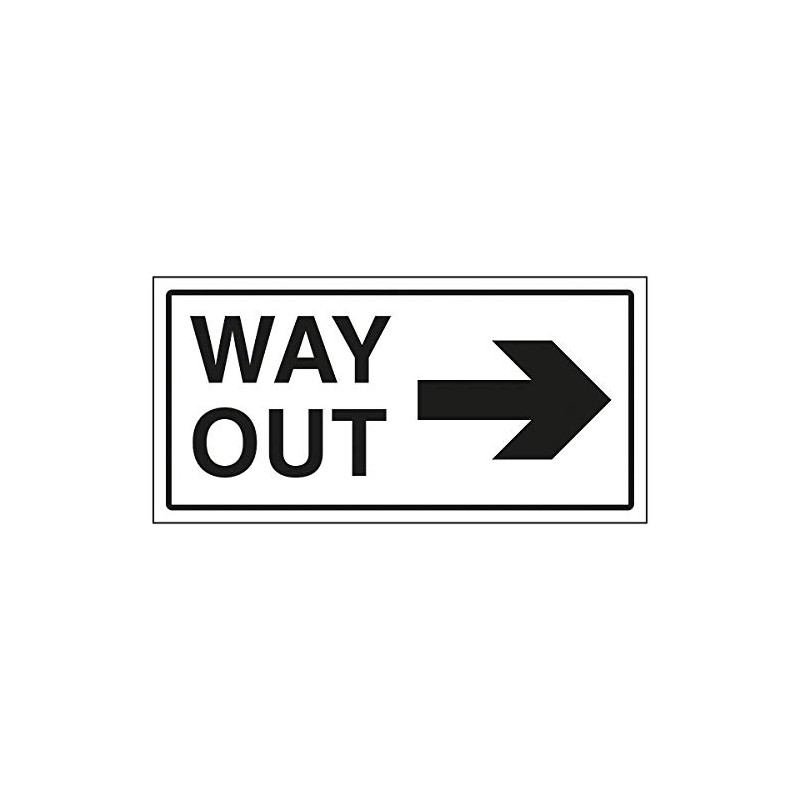 VSafety Way Out Arrow Right Sign - 300x150mm - 2mm