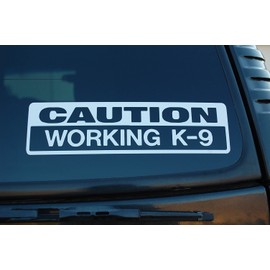Caution Working K9 Sticker Vinyl Decal Choose Color & Size!! Police Service Dog Law Enforcement (V450) (10" X 3", Black)