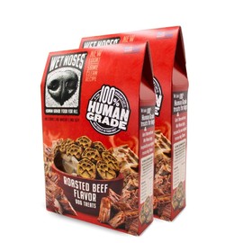 Wet Noses Organic Crunchy Dog Treats – for All Pet Sizes, Breeds – All-Natural Puppy Treat, Senior Dog Snack – 100% Human-Grade – Delicious Chews for Dogs - Crunchy Meaty Roasted Beef, 14 Oz (2 Pack)