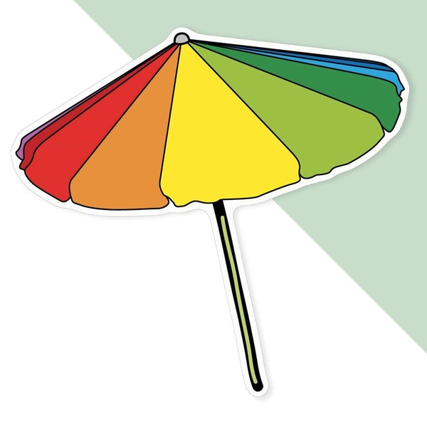Azeeda 'Beach Umbrella' White Premium Vinyl Decal Sticker – Waterproof,