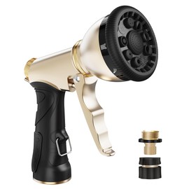 RAINPOINT Garden Hose Nozzle, Heavy Duty Metal Water Hose Sprayer Nozzle with 9 Adjustable Spray Patterns, High Pressure Hand Sprayer for Watering Plants & Lawns(Black)